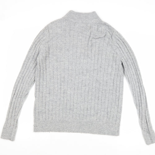 Y.A.S Womens Grey Mock Neck Polyester Pullover Jumper Size S