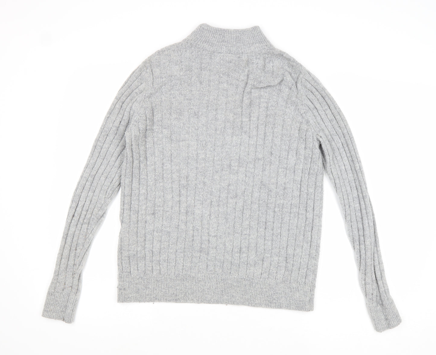 Y.A.S Womens Grey Mock Neck Polyester Pullover Jumper Size S
