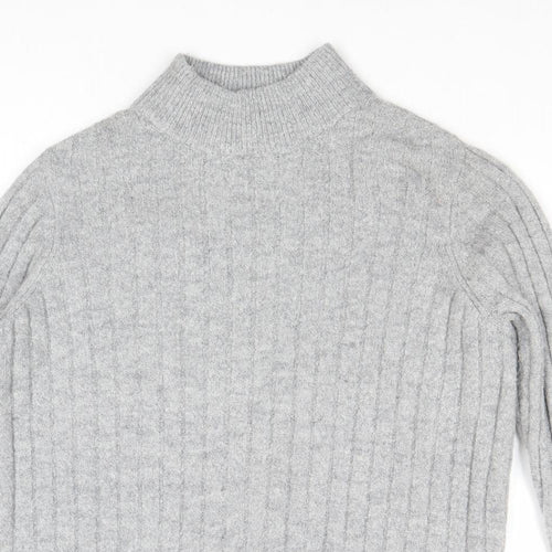 Y.A.S Womens Grey Mock Neck Polyester Pullover Jumper Size S