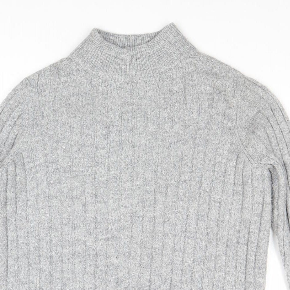 Y.A.S Womens Grey Mock Neck Polyester Pullover Jumper Size S