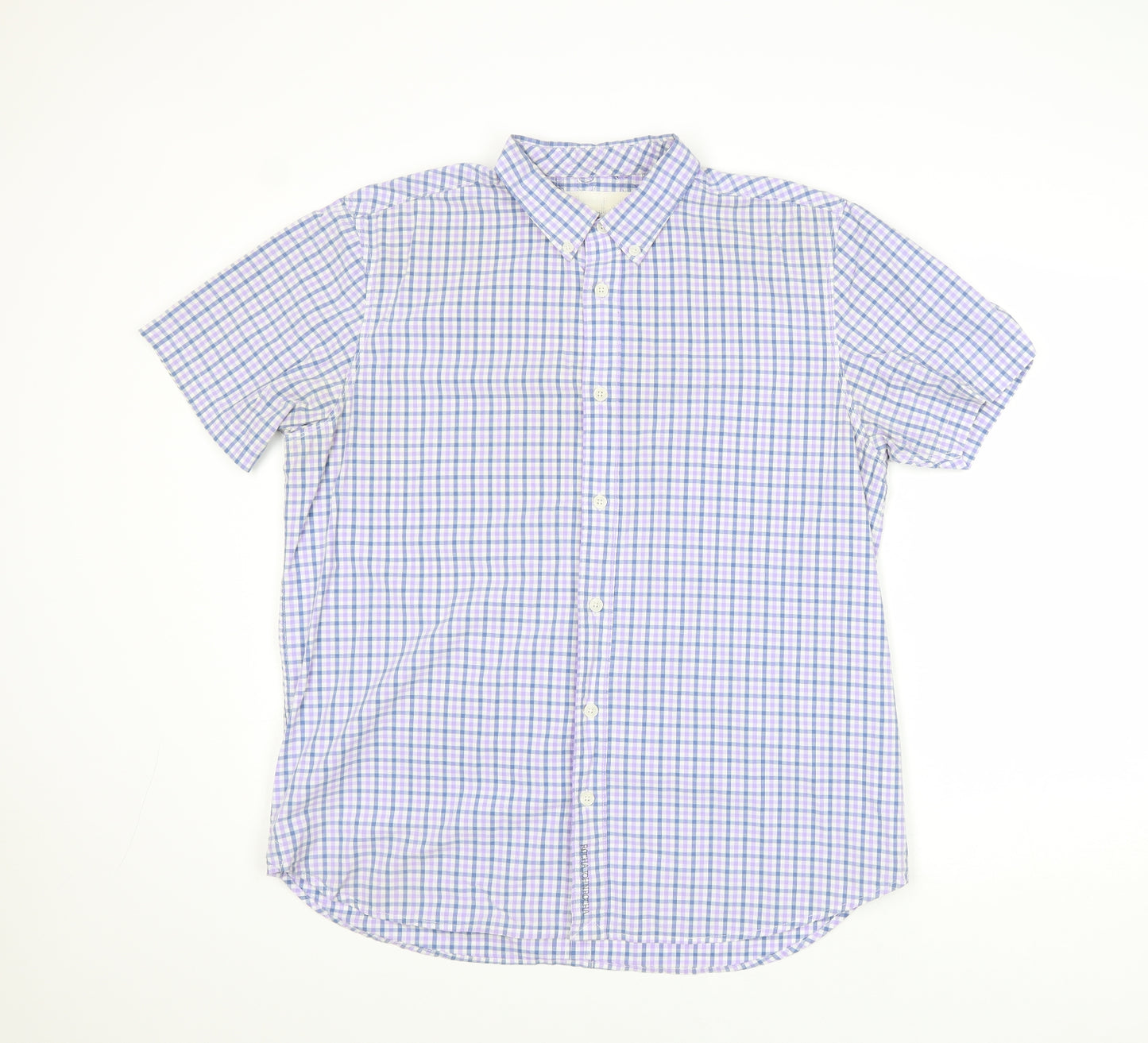 RJR.John Rocha Mens Multicoloured Plaid Cotton Button-Up Size L Collared Button