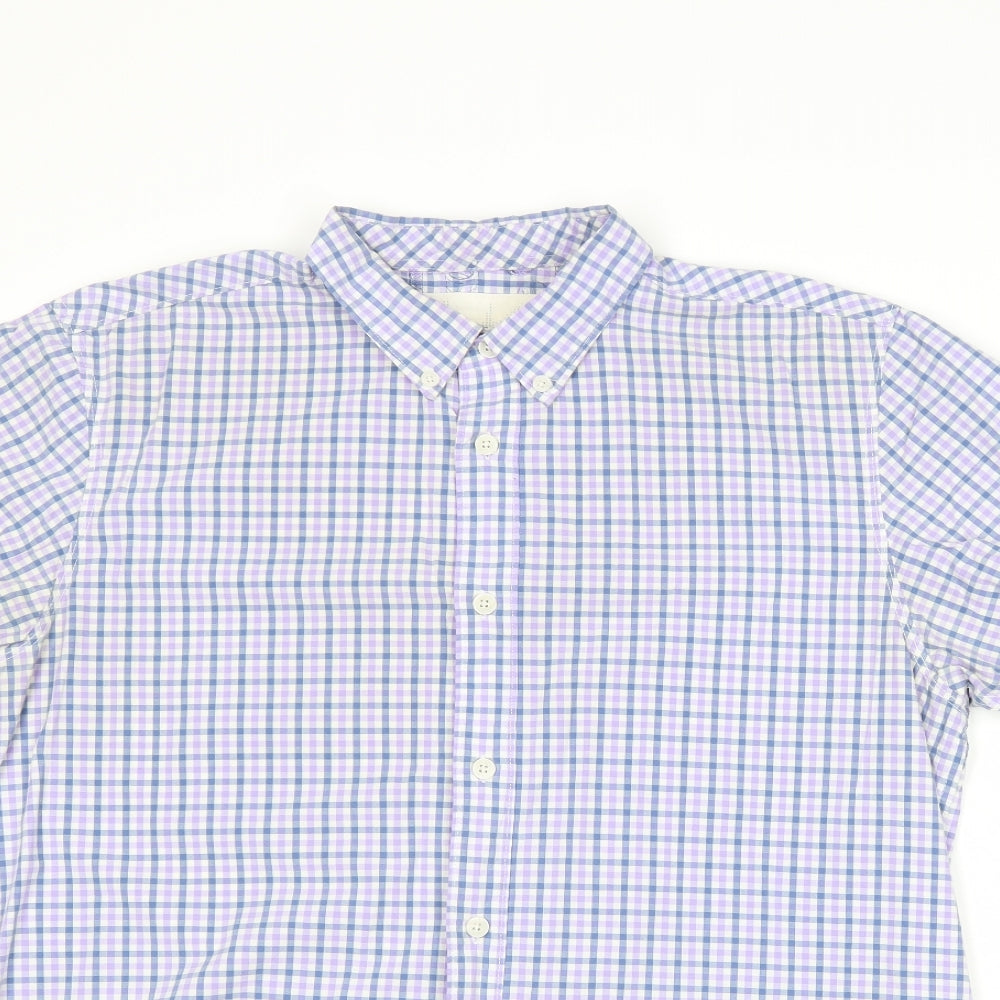 RJR.John Rocha Mens Multicoloured Plaid Cotton Button-Up Size L Collared Button