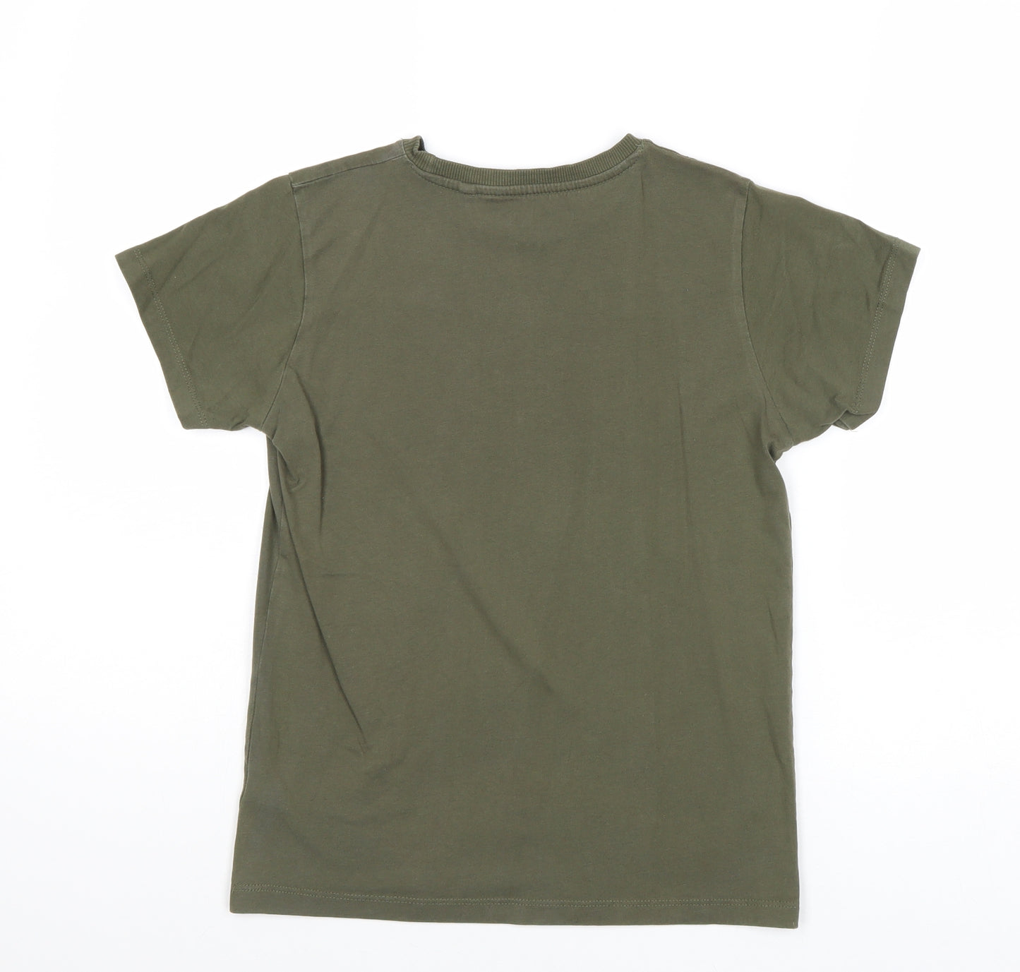 NEXT Boys Green Cotton Pullover T-Shirt Size 11 Years Round Neck Pullover - Pizza Slogan
