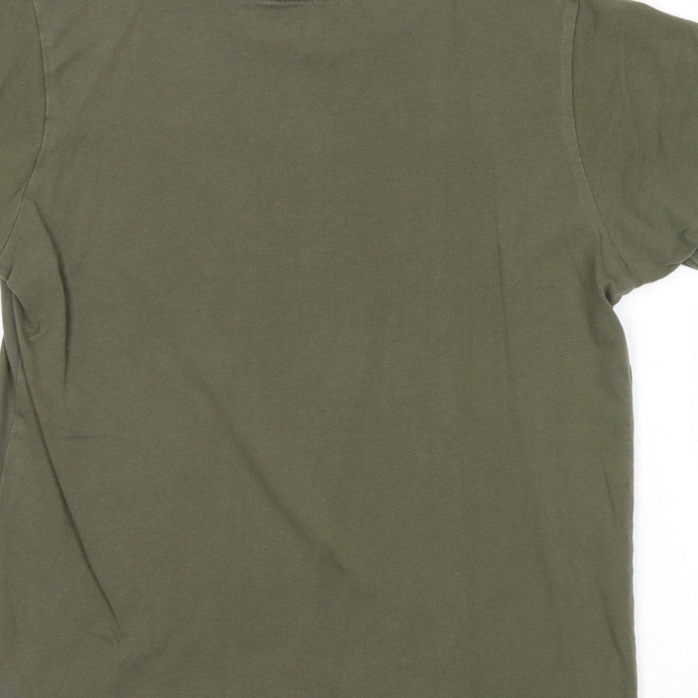 NEXT Boys Green Cotton Pullover T-Shirt Size 11 Years Round Neck Pullover - Pizza Slogan