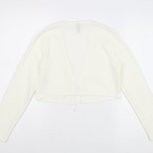 H&M Womens Ivory Polyester Wrap Blouse Size M V-Neck