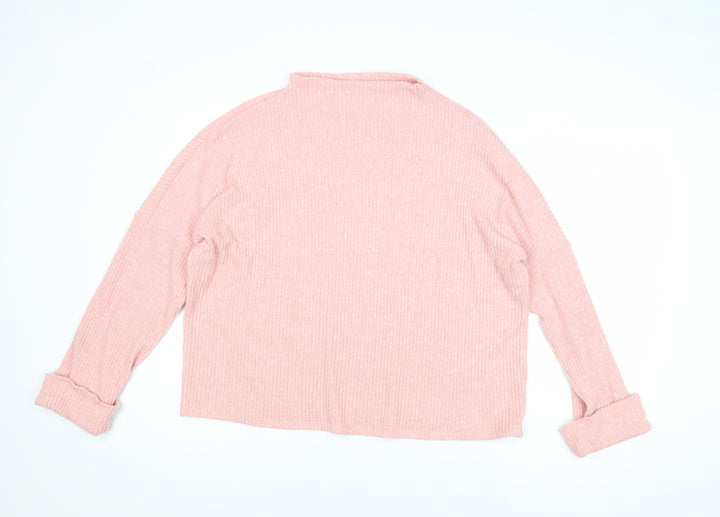 H&M Womens Pink Mock Neck Viscose Pullover Jumper Size M