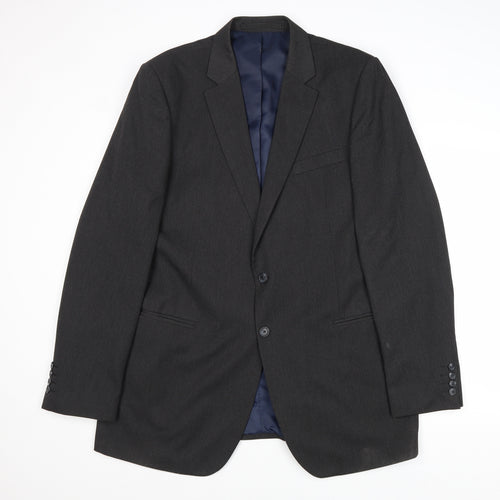Marks and Spencer Mens Grey Geometric Polyester Jacket Blazer Size 44 Regular
