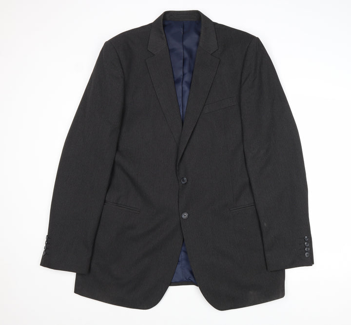 Marks and Spencer Mens Grey Geometric Polyester Jacket Blazer Size 44 Regular