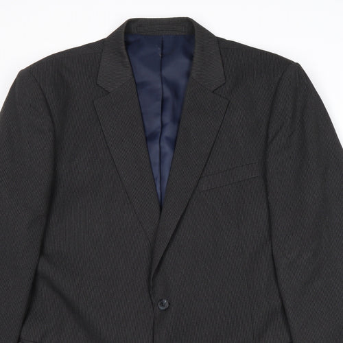 Marks and Spencer Mens Grey Geometric Polyester Jacket Blazer Size 44 Regular