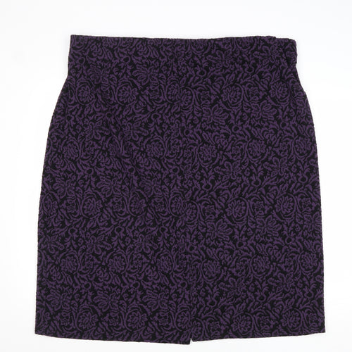 Yours Womens Purple Geometric Acrylic A-Line Skirt Size 26 - Size 26-28