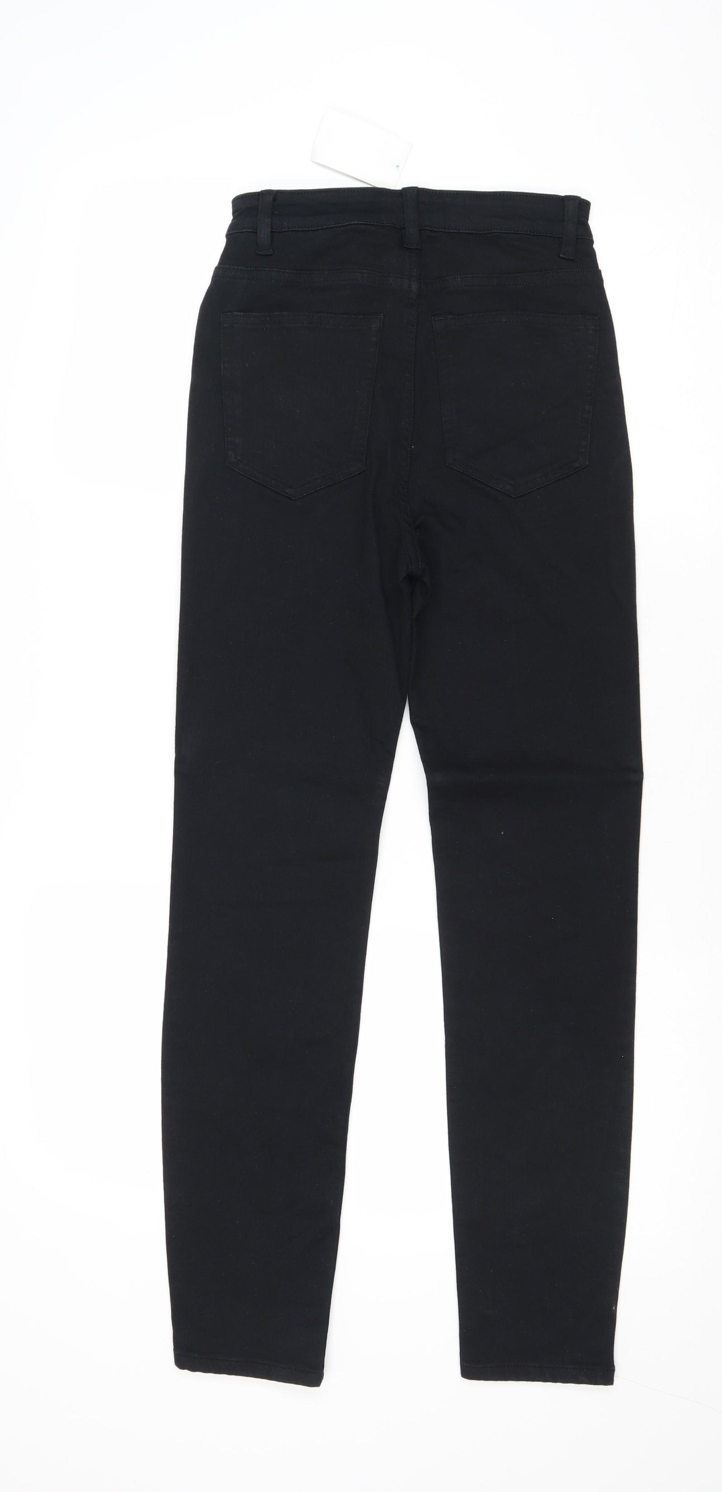 H&M Womens Black Cotton Straight Jeans Size 6 Regular Zip