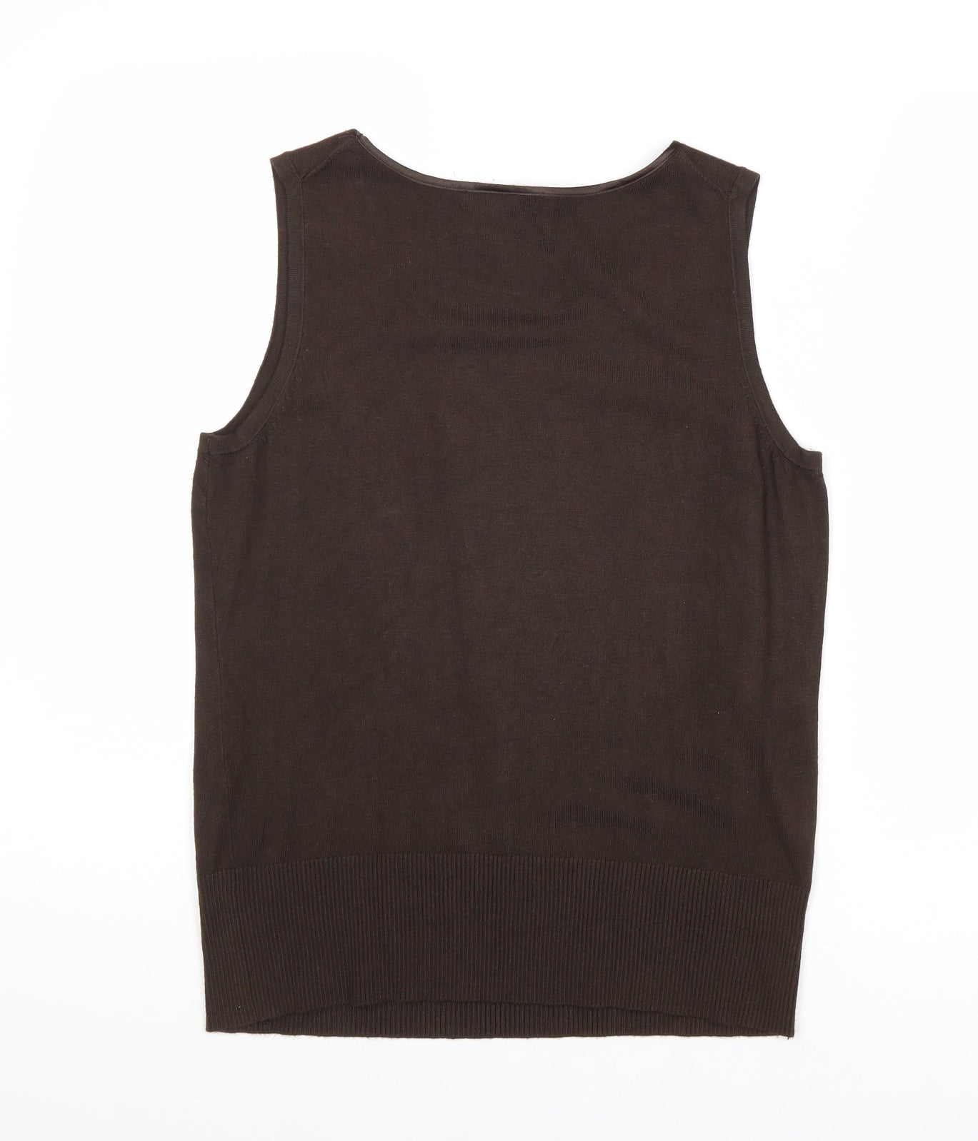 Audrey & Grace Womens Brown Round Neck Viscose Vest Jumper Size M