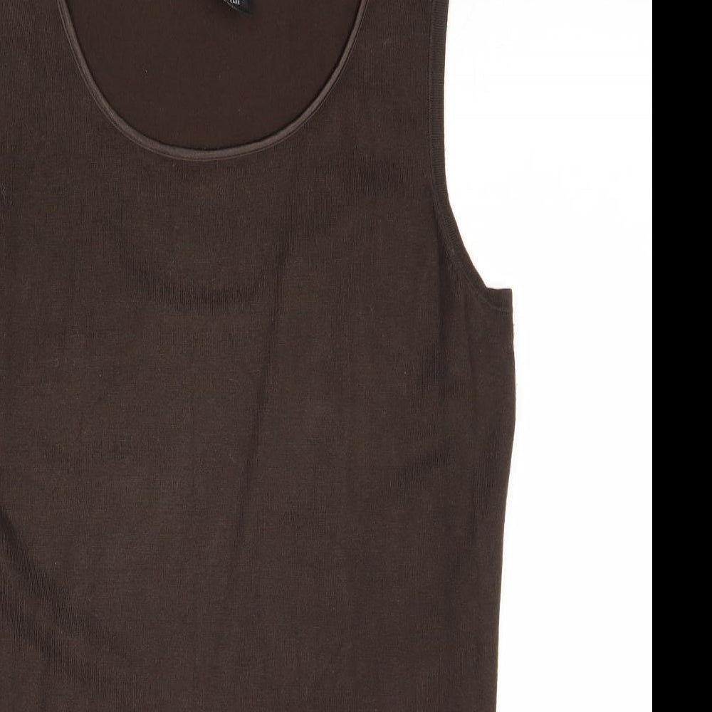 Audrey & Grace Womens Brown Round Neck Viscose Vest Jumper Size M