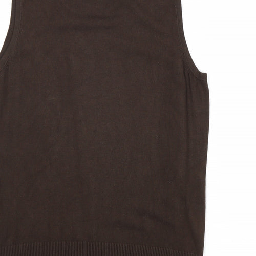 Audrey & Grace Womens Brown Round Neck Viscose Vest Jumper Size M