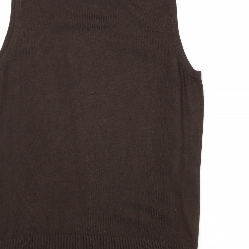 Audrey & Grace Womens Brown Round Neck Viscose Vest Jumper Size M