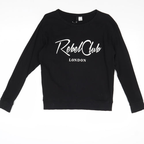 Divided by H&M Womens Black Cotton Pullover Sweatshirt Size S Pullover - Rebel Club London