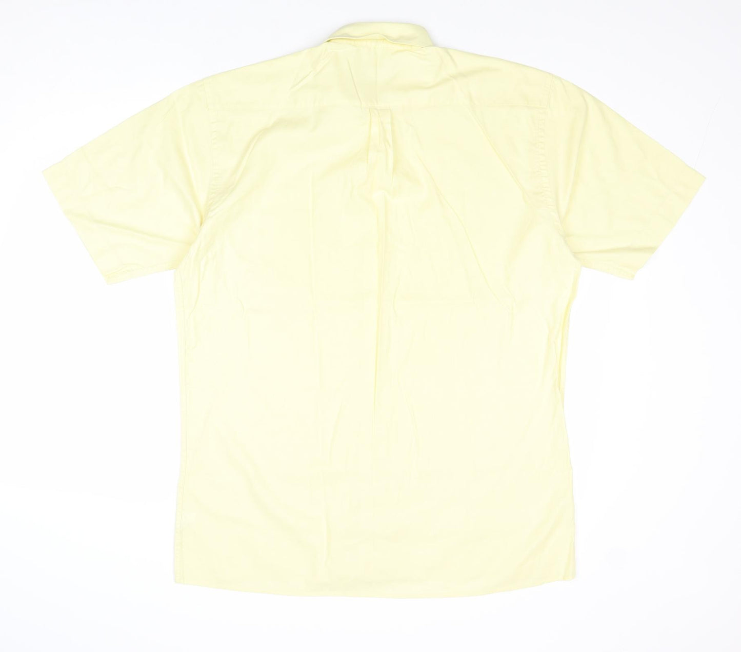 Disley Mens Yellow Cotton Button-Up Size 16 Collared Button