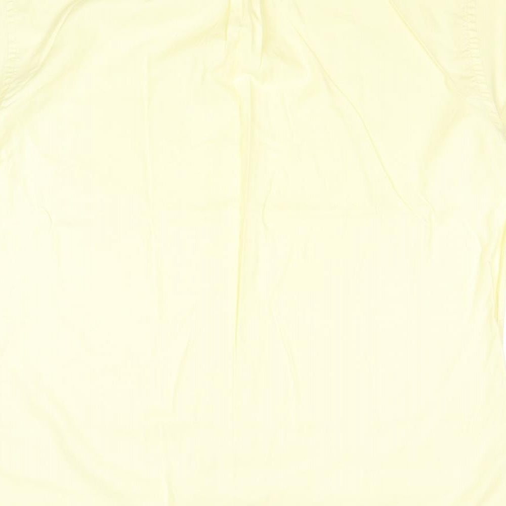 Disley Mens Yellow Cotton Button-Up Size 16 Collared Button