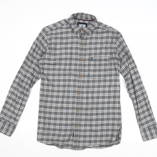 Zero Gram Mens Grey Plaid Cotton Button-Up Size M Collared Button