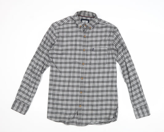 Zero Gram Mens Grey Plaid Cotton Button-Up Size M Collared Button