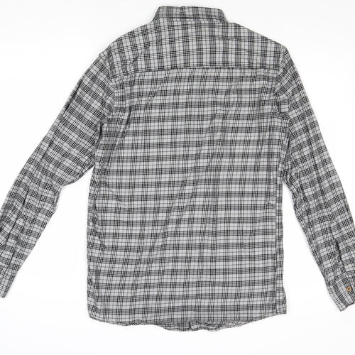 Zero Gram Mens Grey Plaid Cotton Button-Up Size M Collared Button