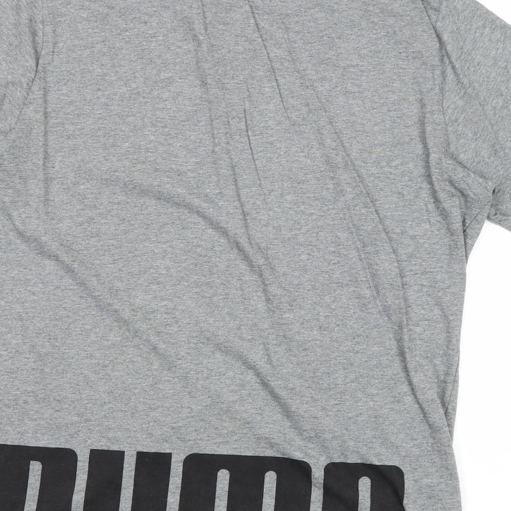 PUMA Mens Grey Cotton Polo Size S Collared Button