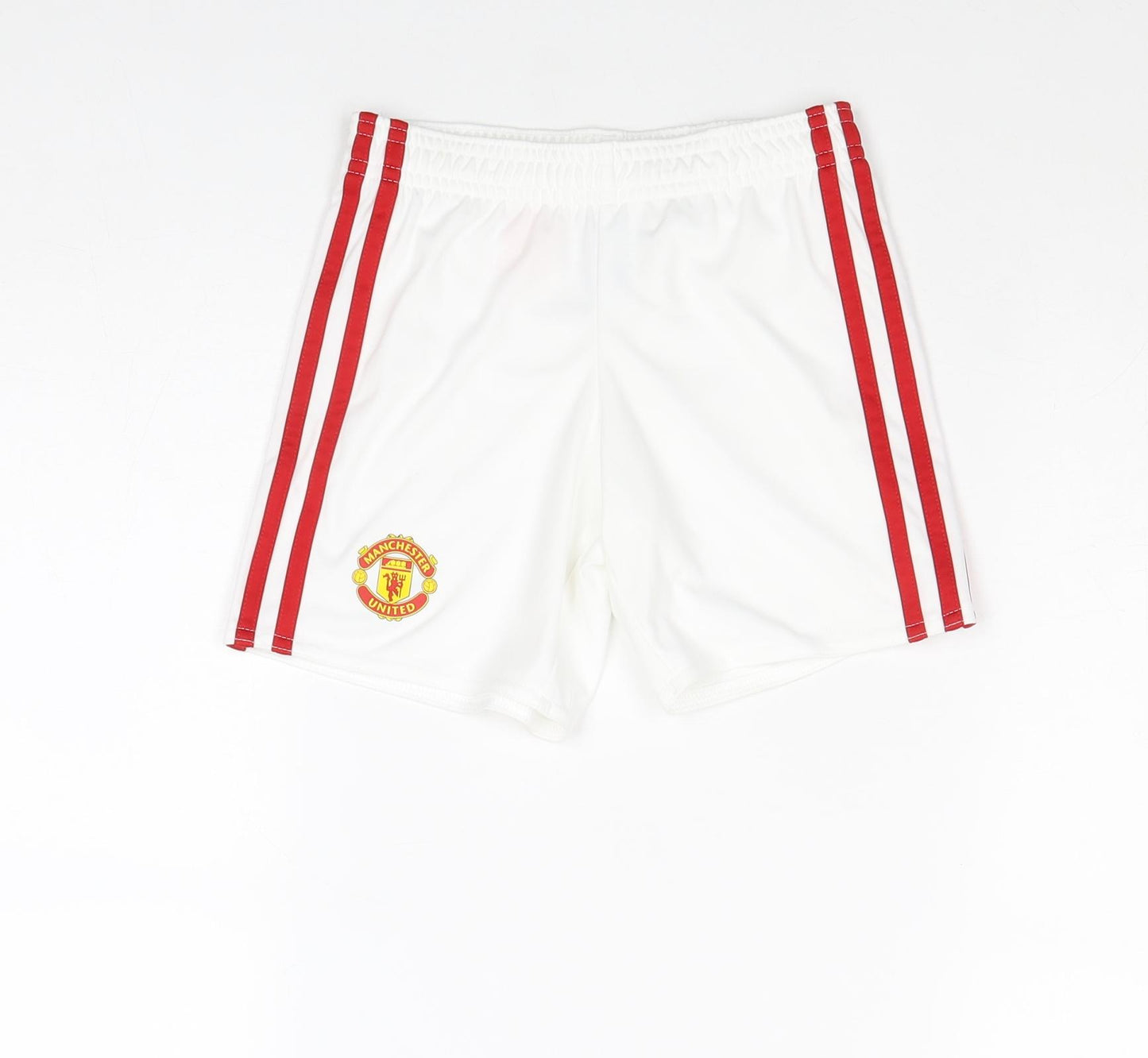 adidas Boys White Polyester Sweat Shorts Size 4-5 Years Regular - Manchester United