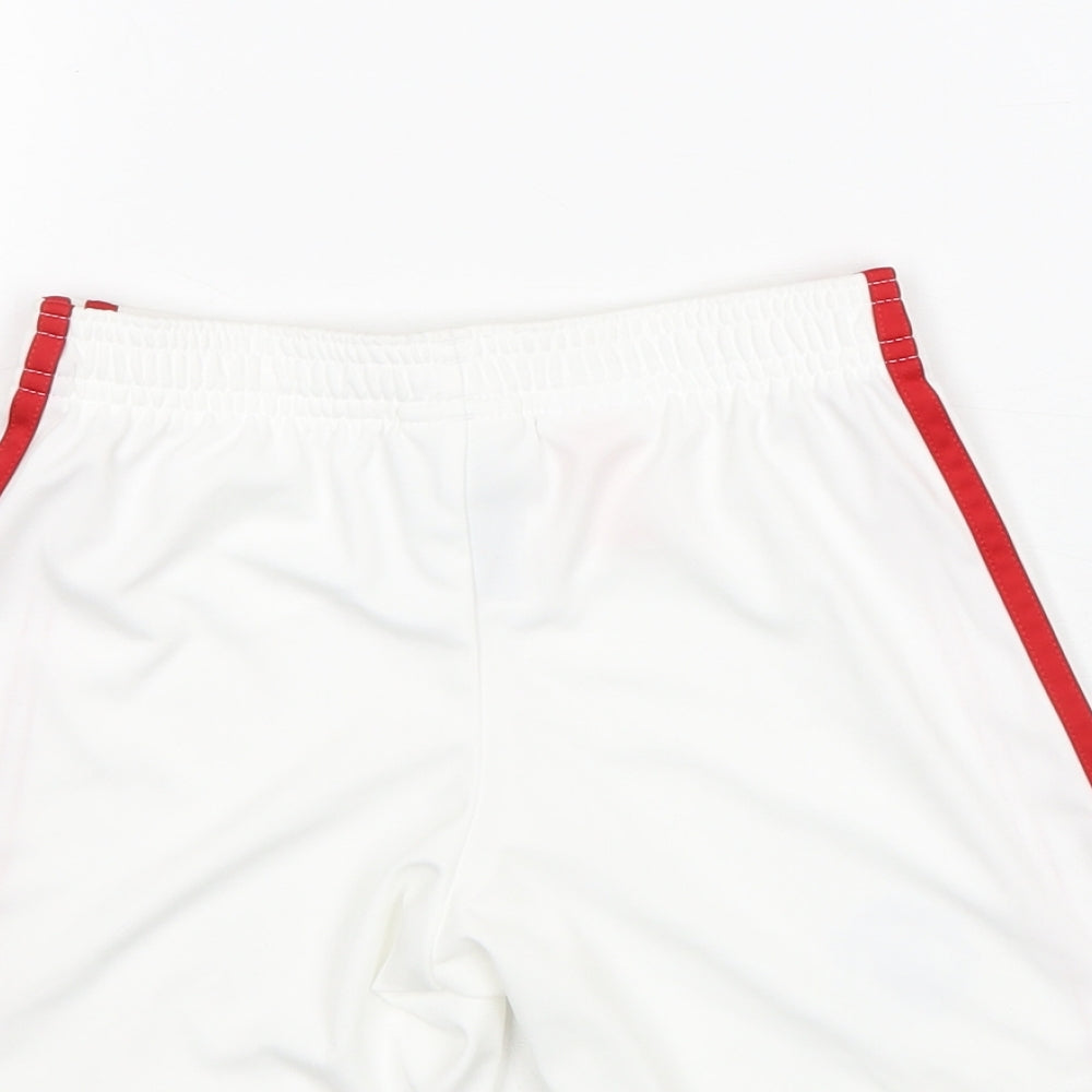 adidas Boys White Polyester Sweat Shorts Size 4-5 Years Regular - Manchester United