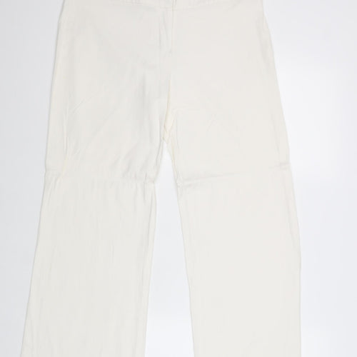 Dorothy Perkins Womens White Polyester Trousers Size 14 Regular Zip