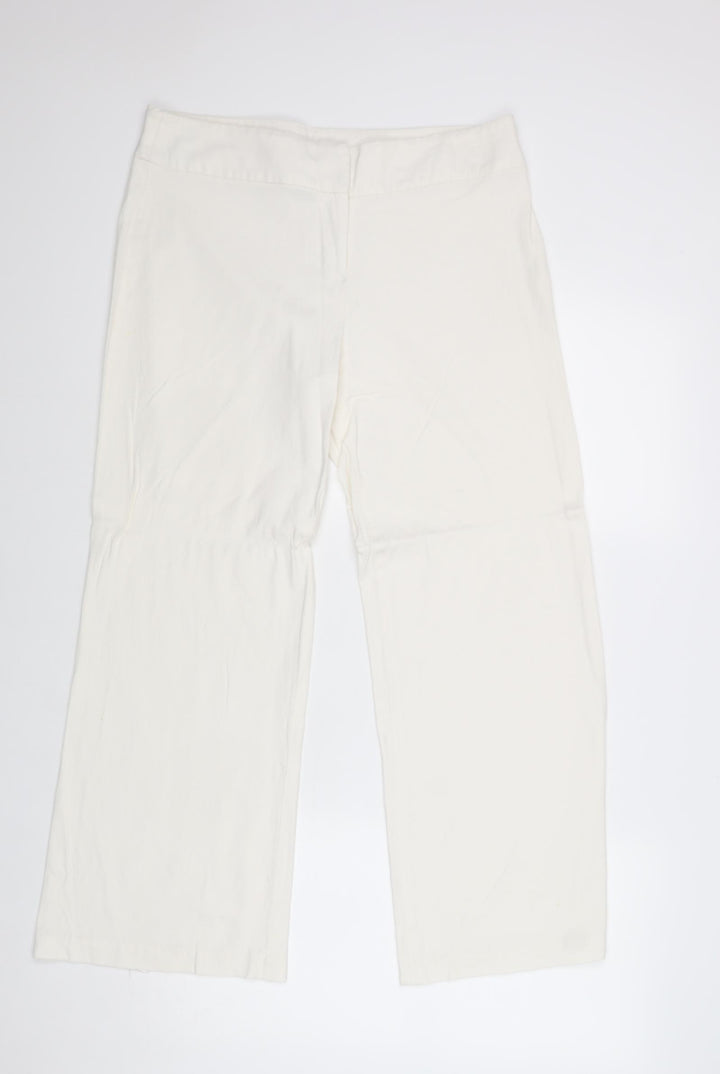 Dorothy Perkins Womens White Polyester Trousers Size 14 Regular Zip