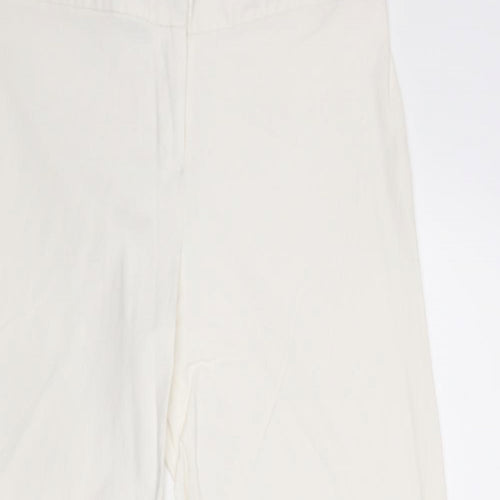 Dorothy Perkins Womens White Polyester Trousers Size 14 Regular Zip