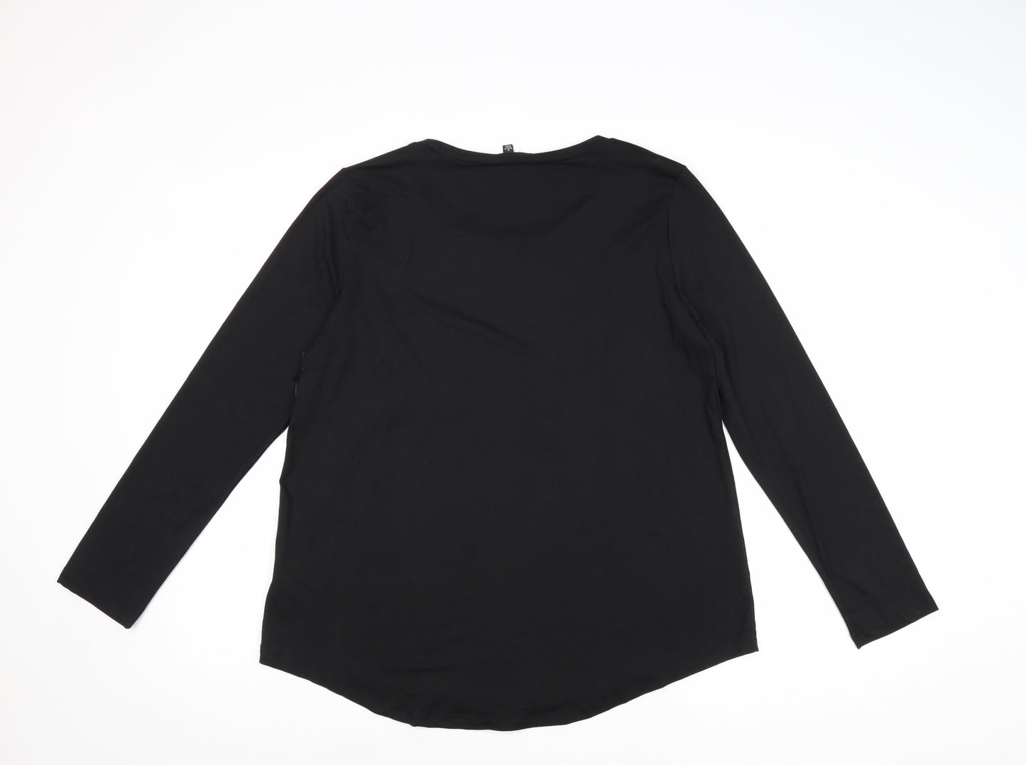 Aria & Clara Womens Black Polyester Basic T-Shirt Size M Round Neck