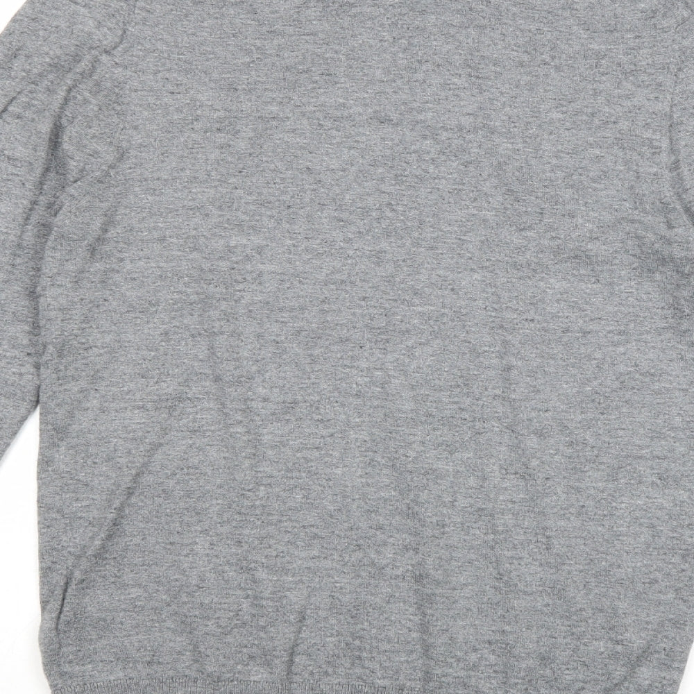 NEXT Mens Grey V-Neck Cotton Pullover Jumper Size S Long Sleeve