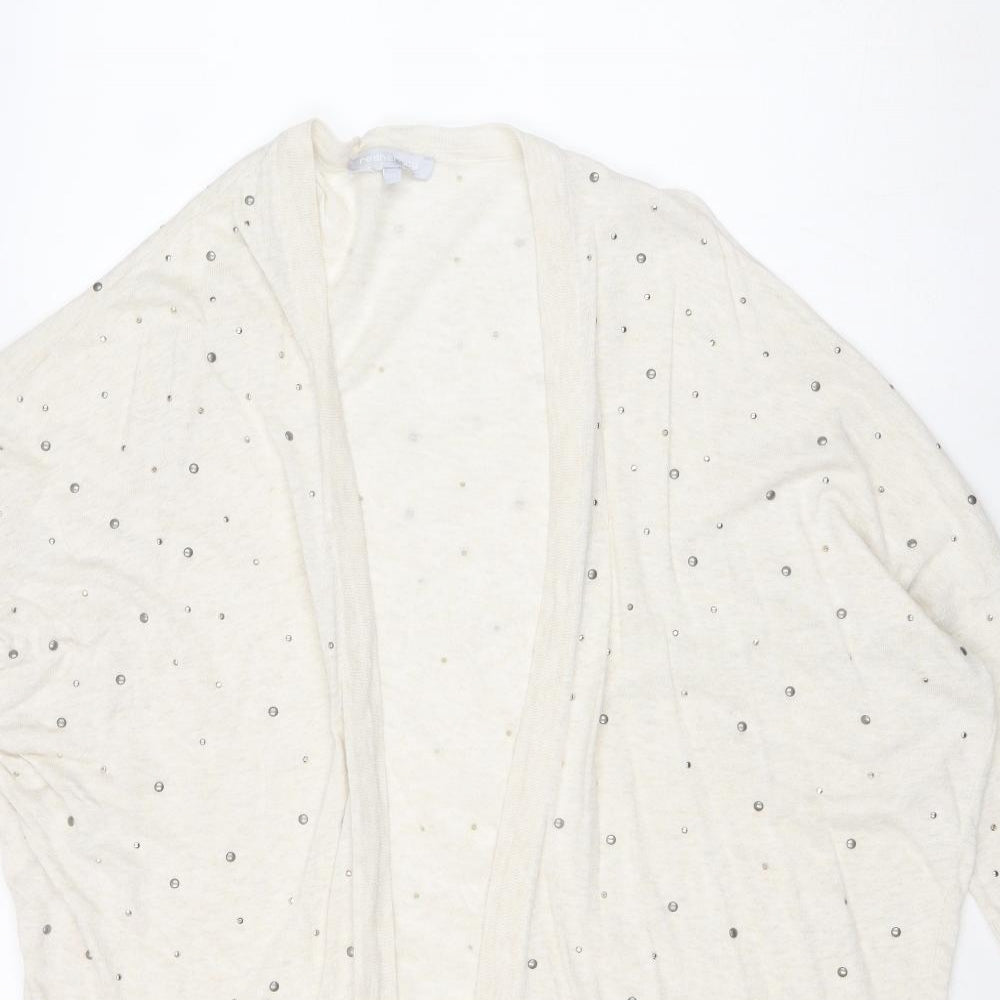 Red Herring Womens Beige V-Neck Geometric Cotton Cardigan Jumper Size 18