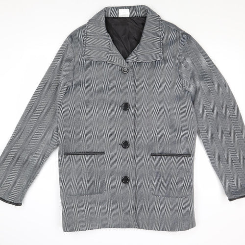 Anne De Lancay Womens Grey Geometric Jacket Size L Buckle