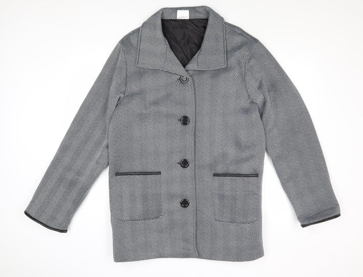 Anne De Lancay Womens Grey Geometric Jacket Size L Buckle