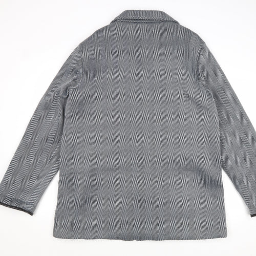 Anne De Lancay Womens Grey Geometric Jacket Size L Buckle