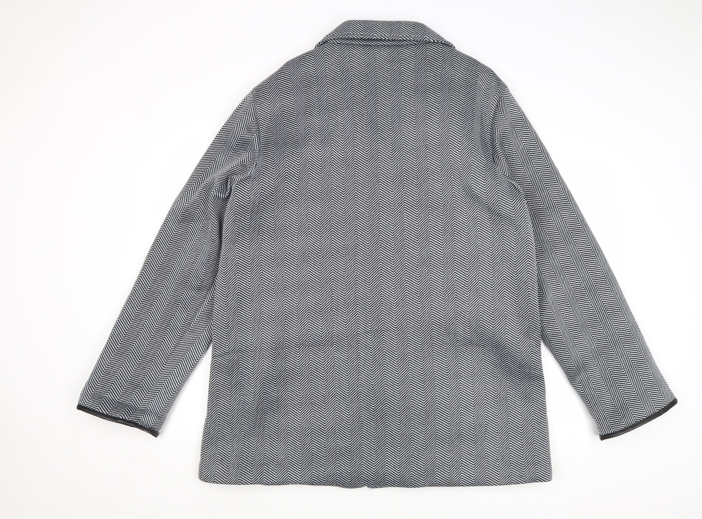 Anne De Lancay Womens Grey Geometric Jacket Size L Buckle