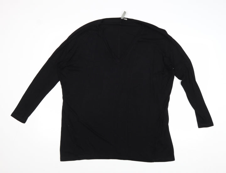 H&M Womens Black Round Neck Viscose Pullover Jumper Size 6