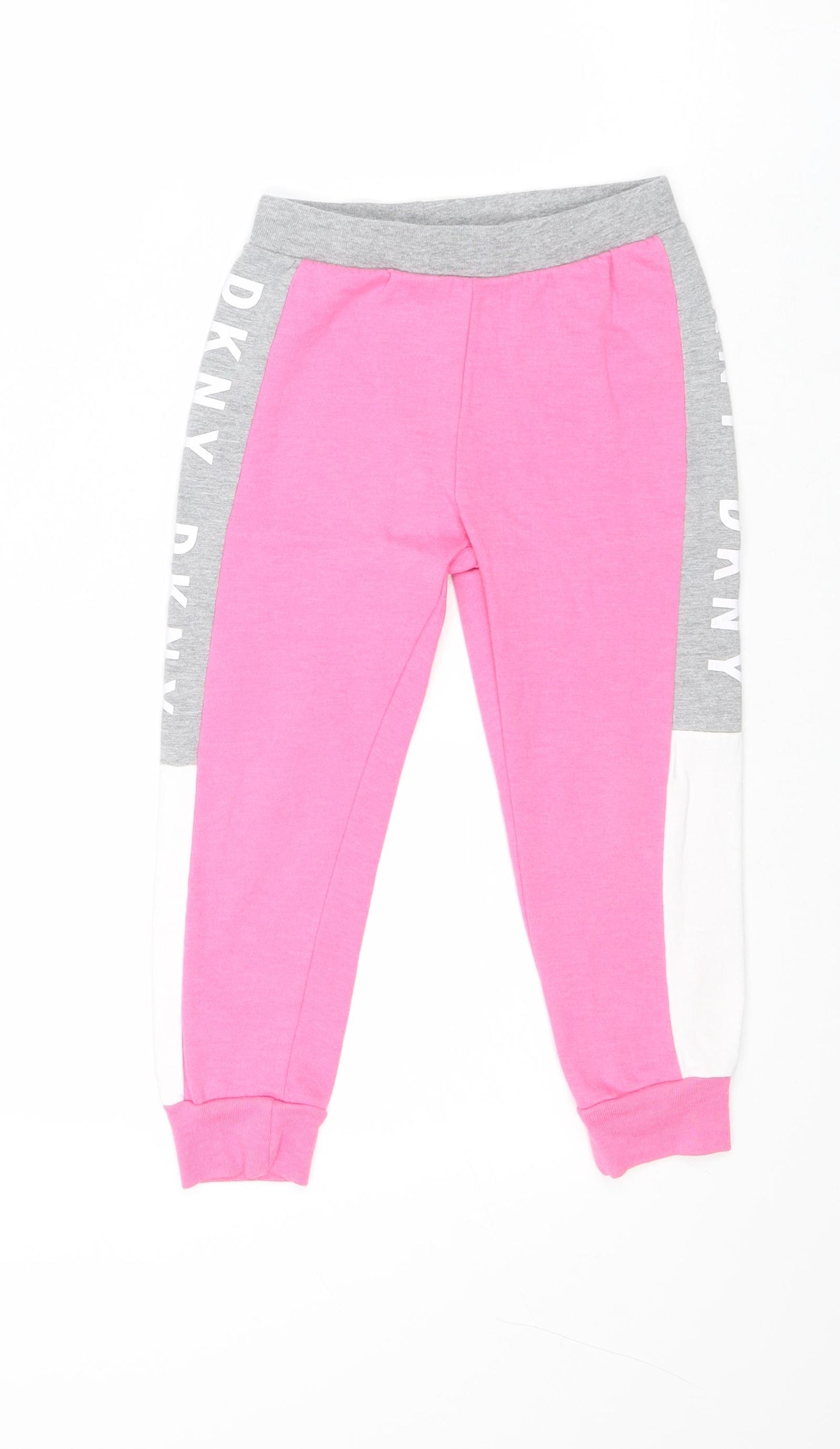 DKNY Girls Pink Colourblock Polyester Jogger Trousers Size 5 Years Regular Pullover