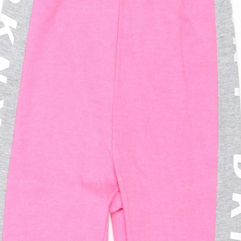 DKNY Girls Pink Colourblock Polyester Jogger Trousers Size 5 Years Regular Pullover