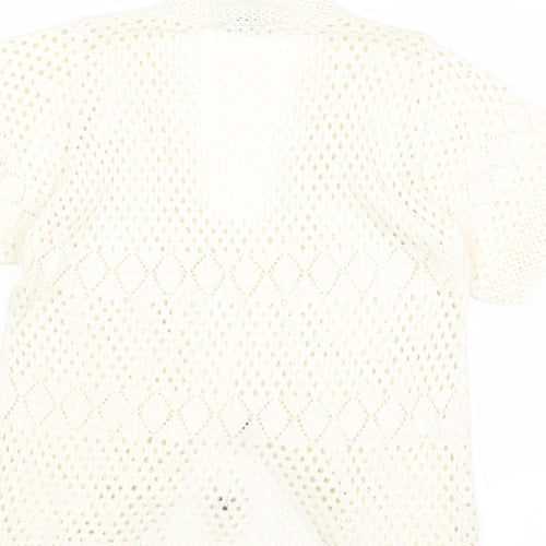 Glamour Womens Ivory V-Neck Cotton Cardigan Jumper Size M