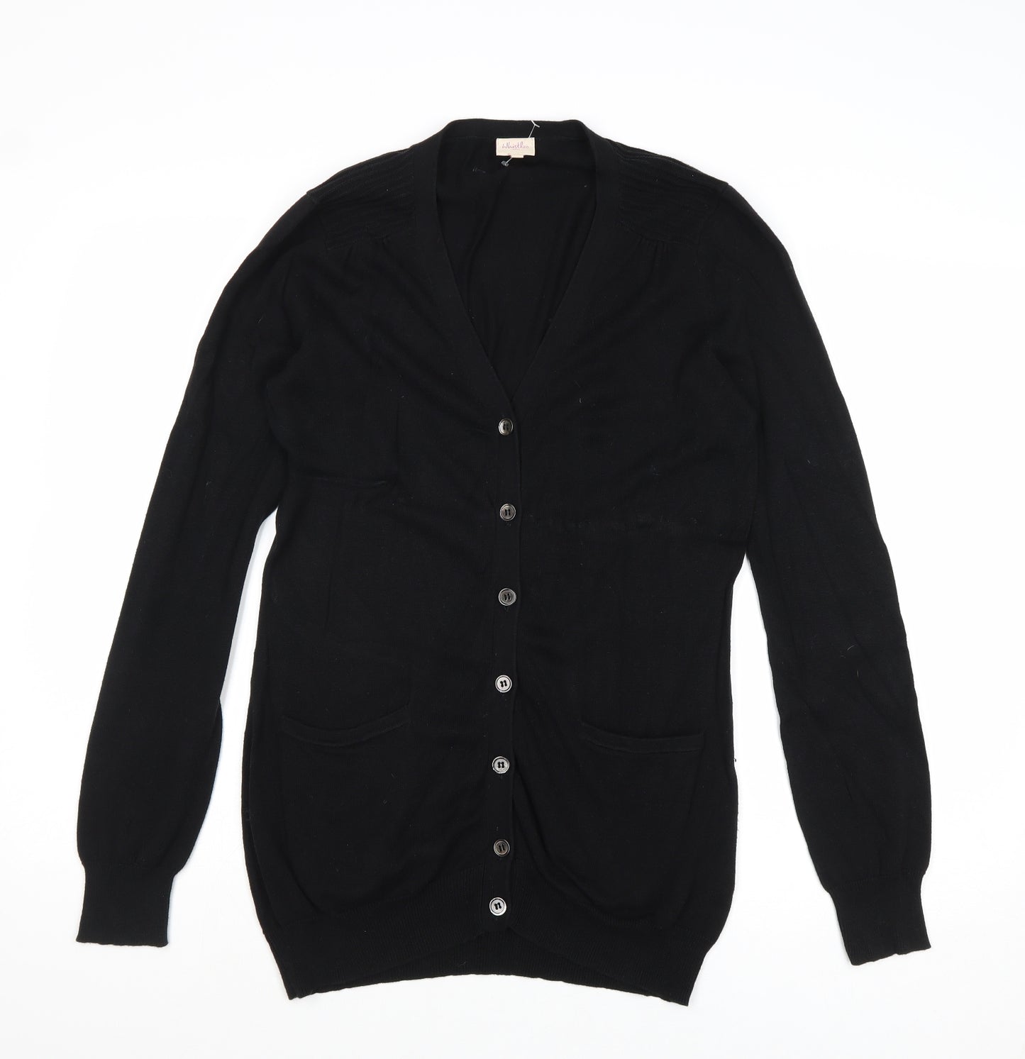 Whistles Womens Black V-Neck Cotton Cardigan Jumper Size 10