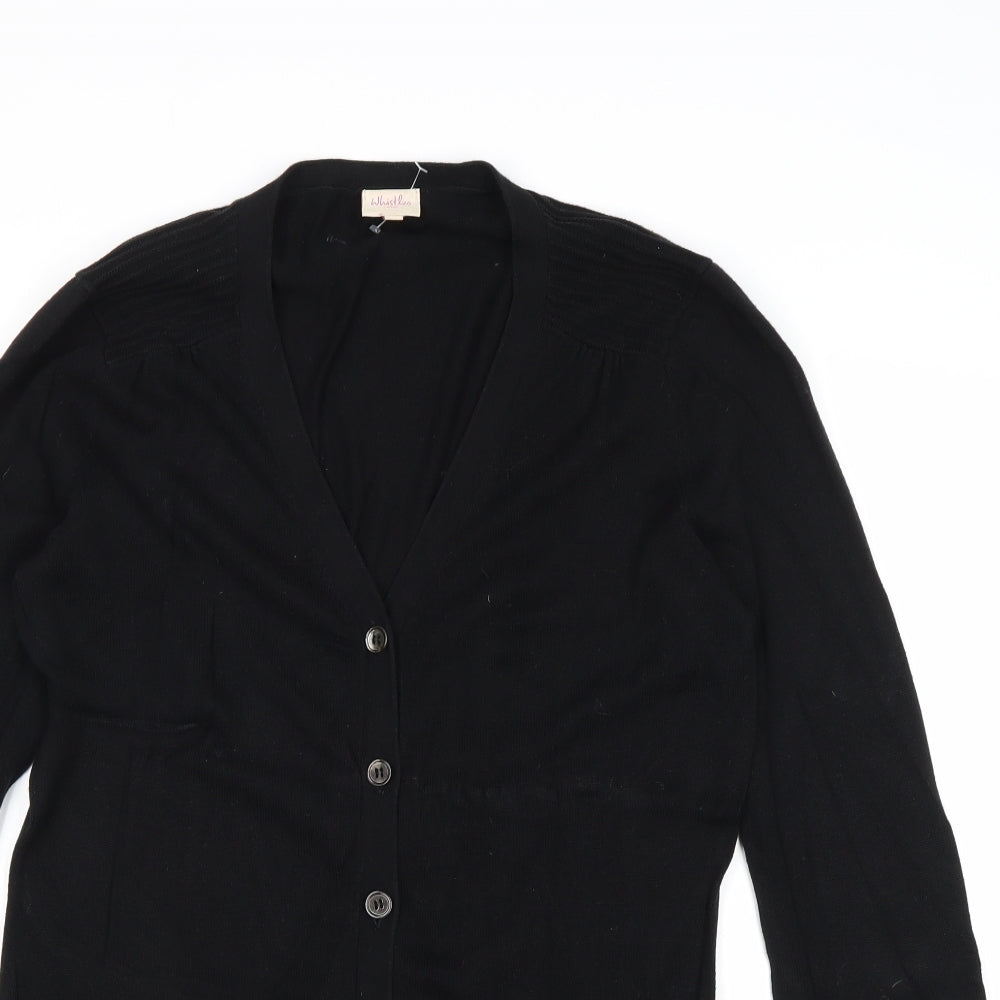Whistles Womens Black V-Neck Cotton Cardigan Jumper Size 10