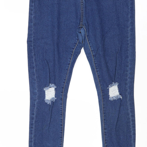 Boohoo Womens Blue Cotton Skinny Jeans Size 12 Regular Zip