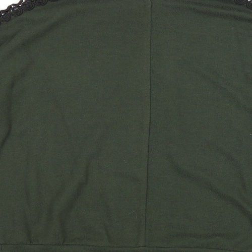 Dorothy Perkins Womens Green Round Neck Polyester Pullover Jumper Size 8 - Lace Details