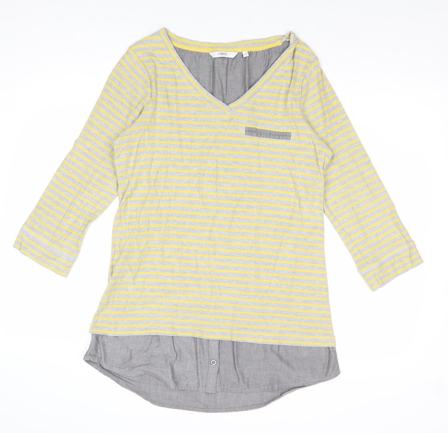 NEXT Womens Multicoloured V-Neck Striped Cotton Pullover Jumper Size 12