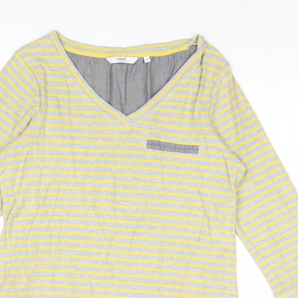 NEXT Womens Multicoloured V-Neck Striped Cotton Pullover Jumper Size 12
