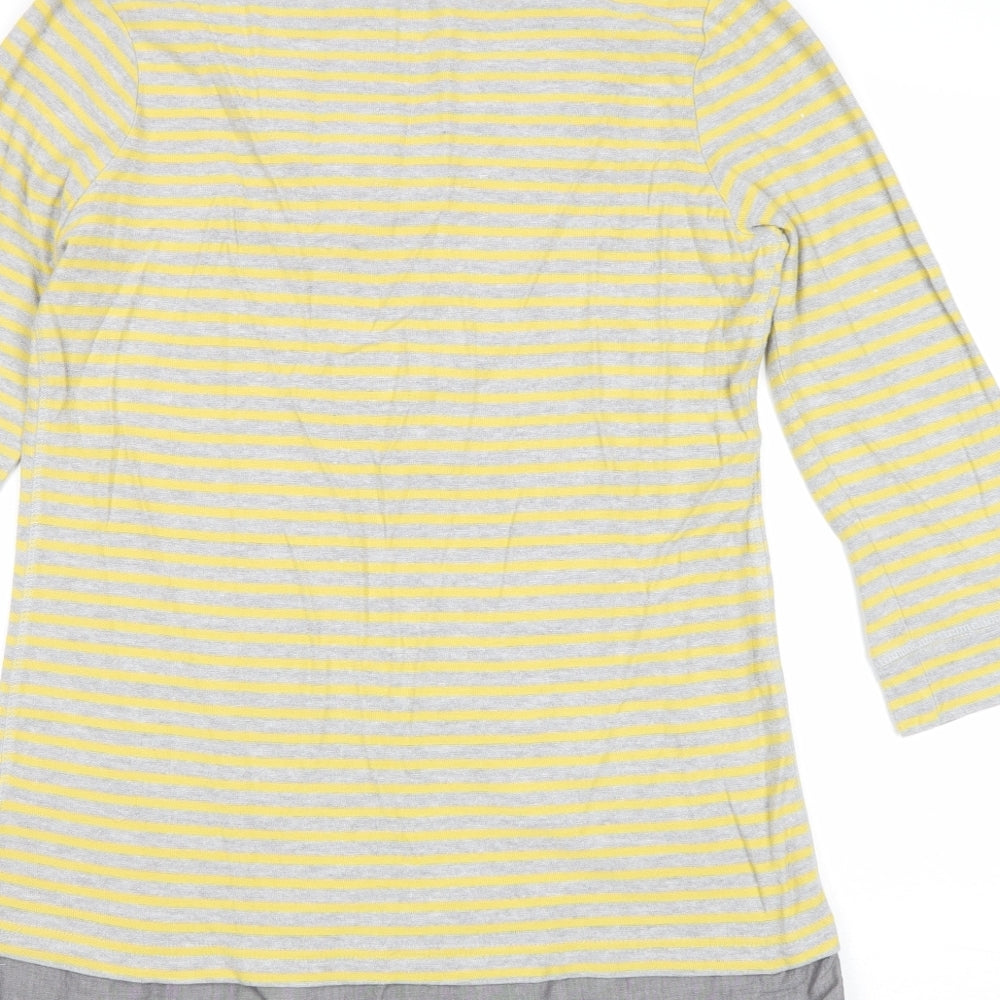 NEXT Womens Multicoloured V-Neck Striped Cotton Pullover Jumper Size 12