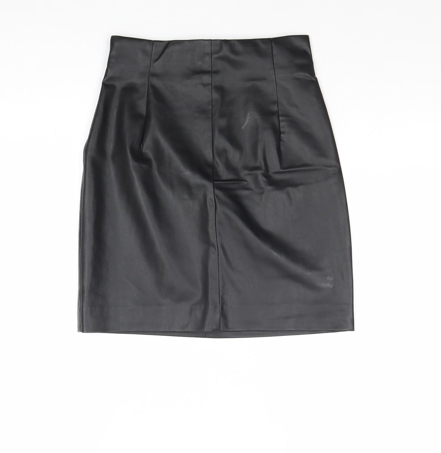 H&M Womens Black Polyester A-Line Skirt Size 6 Zip